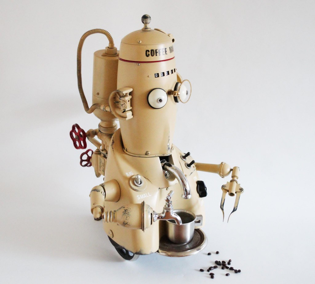 coffee man from scrap metal