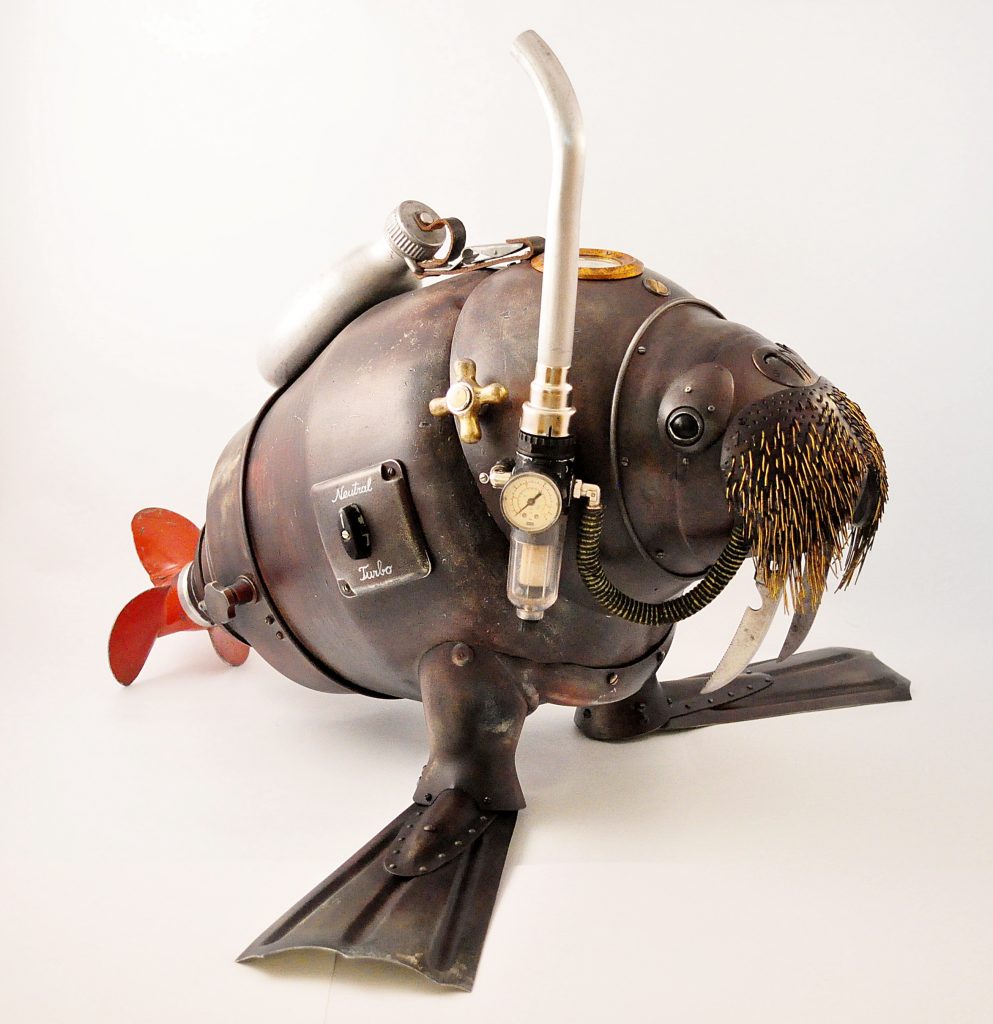 Steampunk morse sculpture