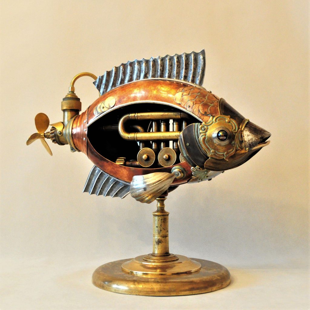 muzikali žuvis skulptūra