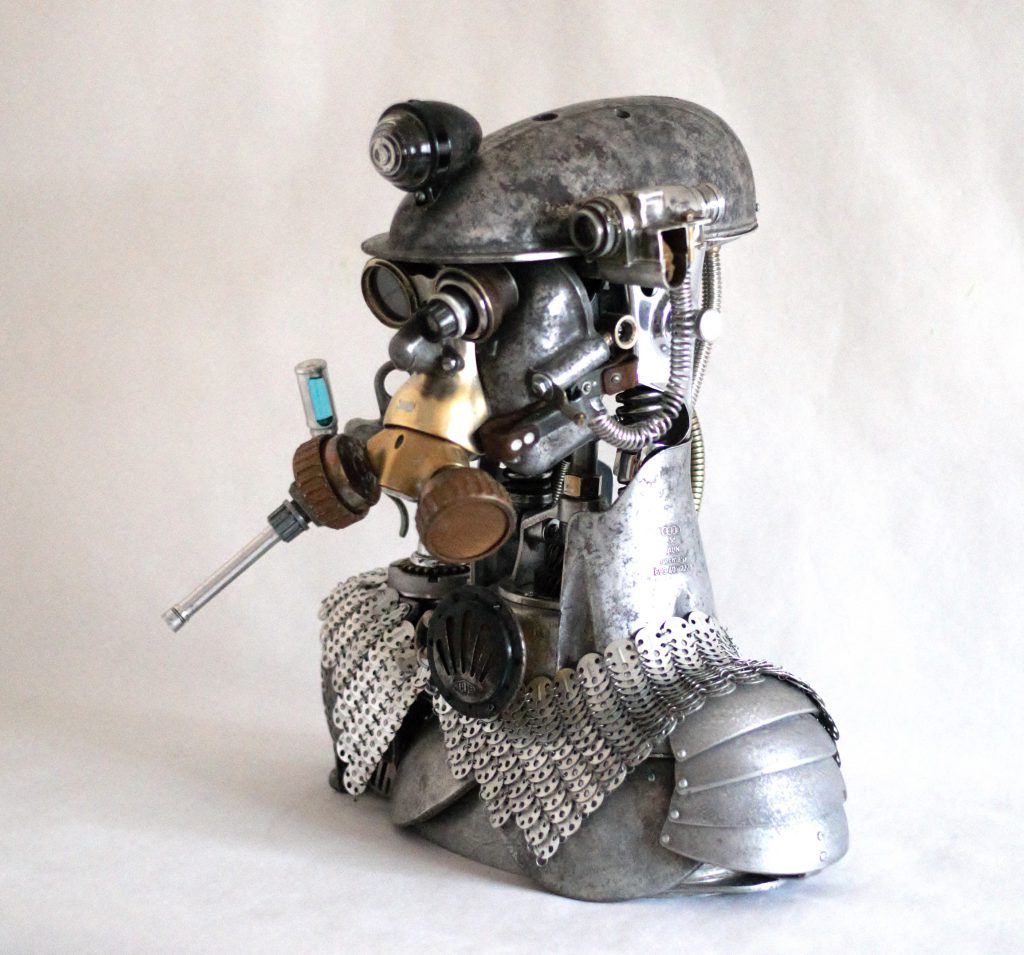 military man from scrap metal