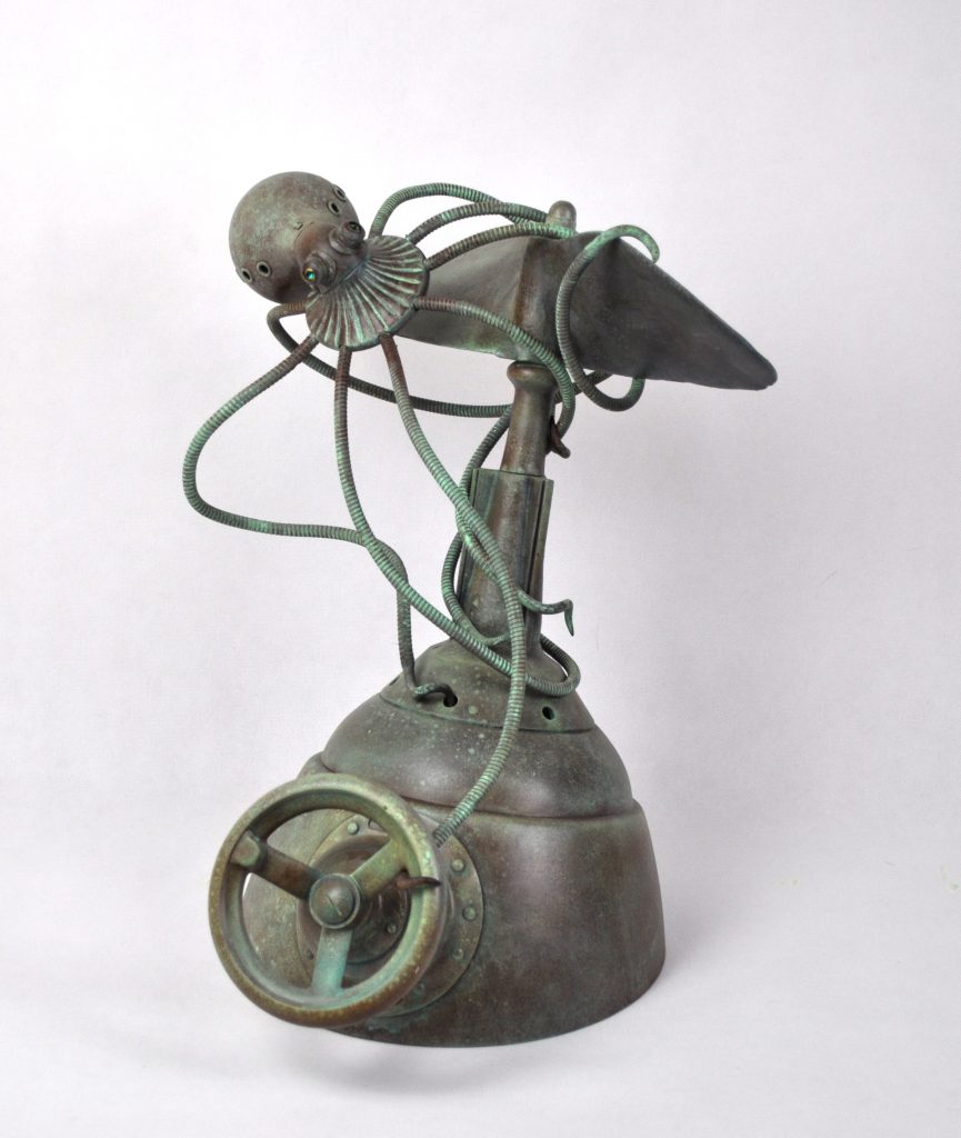 sculpture octopus from scrap metal